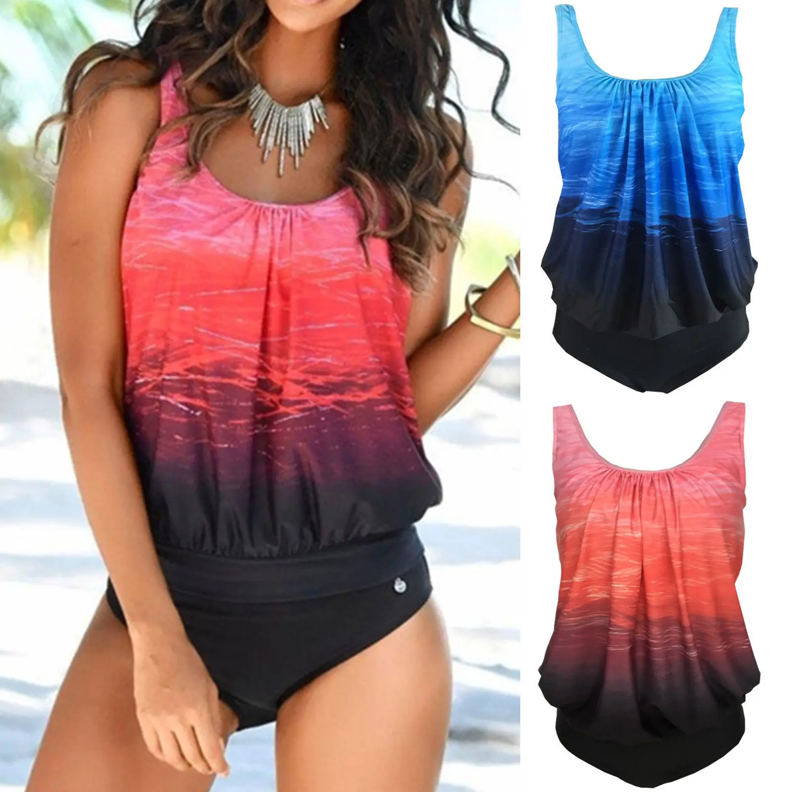

2019 Sexy Women Sporty Two Piece Bikini Set Push Up Padded Print Swimsuit Swimwear Bathing Suit
