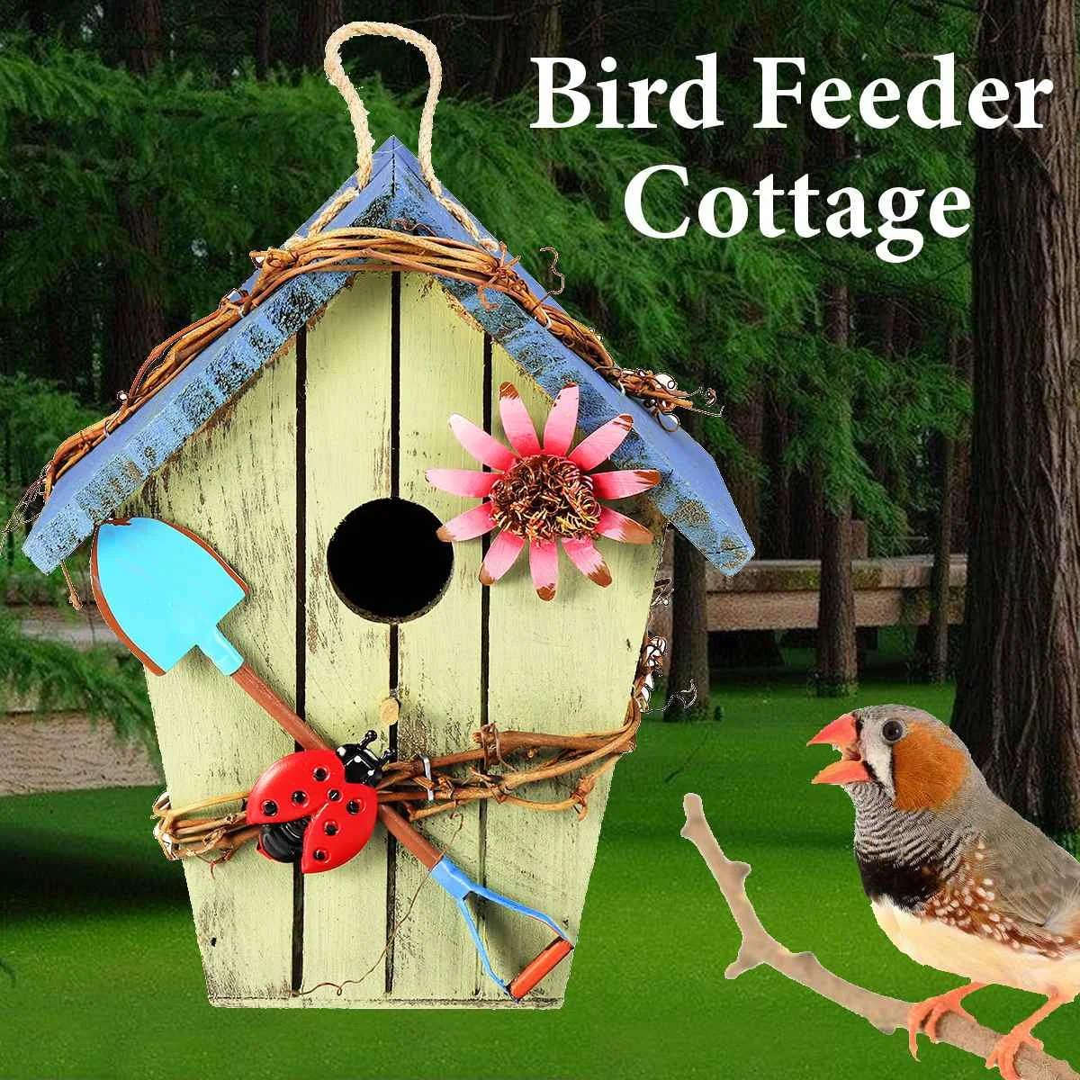 

Blue House Shape Bird Feeder Wild Bird Feeder Outdoor Bird Feeders Food Container Hanging Gazebo Perfect For Garden Decoration