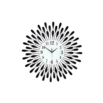 

Vintage Metal Crystal Flower Metal Wall Clock Quartz Wall Clock Luxury Modern Style Design Home Decorative