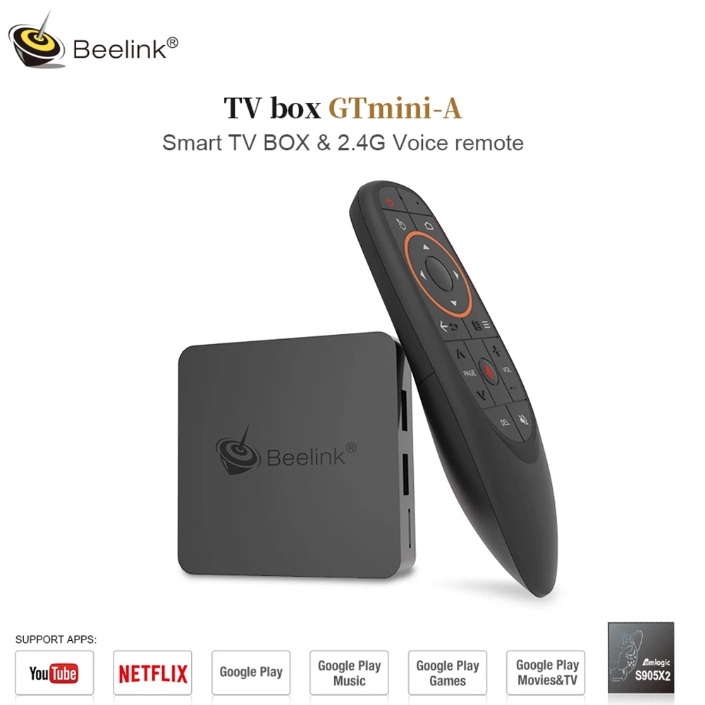 

Beelink GTmini A TV Box Voice Remote Amlogic S905X2 2.4G 5G WiFi 1000Mbps USB3.0 BT 4.0 VP9 H.265 Supports HDR10 Netflix 4K HD