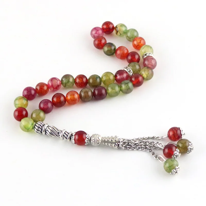 33 beads 8 mm natural agate stone Muslim Rosary Islam Tasbiala prayer Tesbih woman rose red bracelet | Украшения и аксессуары