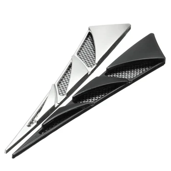 

1 Pair Universal ABS Plastic Car Hood Side Air Intake Flow Vent Cover Decorative Sticker Black Chrome