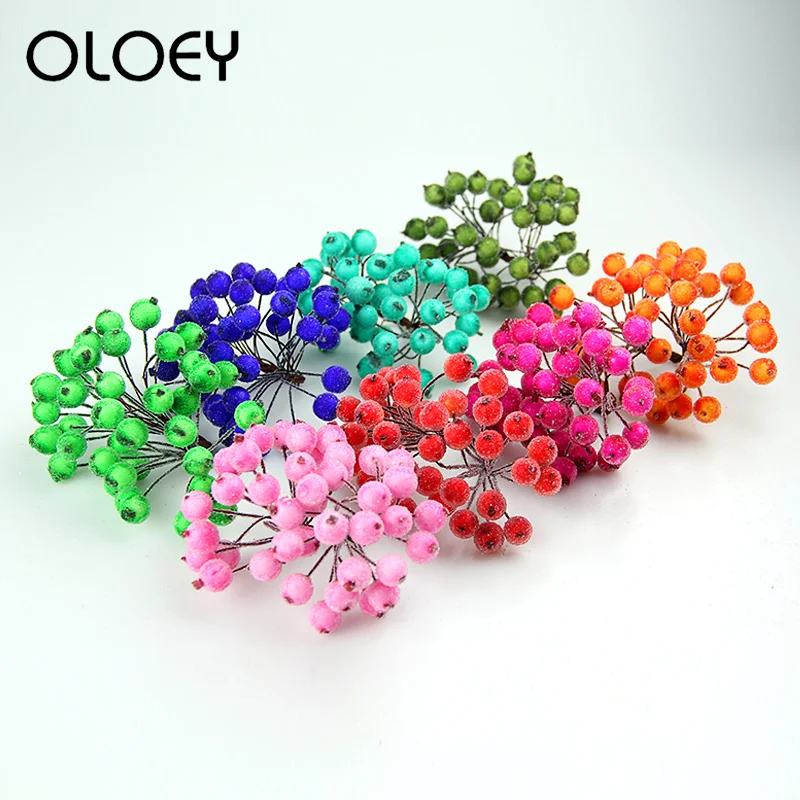 

Oloey Bouquet Of Red Cherries Grind Arenaceous Mini Fake Fruit Artificial Berries Flower Christmas Decorations 20Pcs / 40Head