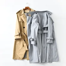 TITOTATO Spring Autumn Korean Fashion Double Breasted Women Casual Loose Trench Belt Solid Long Coat Plus Size Female Outerwear 2018 spring new women fashion trench coat female loose cardigan stitching printing long sleeved single breasted outerwear cx88