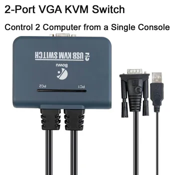 

Newest USB KVM Switch Switcher 2 Port VGA Switch Box Mouse Keyboard 1920*1440 Switch Dual Monitor adapter