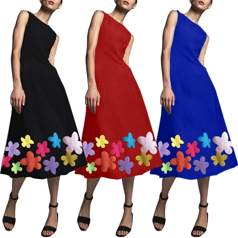 

Sleeveless Floral Print Dress Fashion Casual Women Dress Robe Femme Sexy Dress