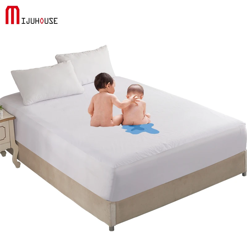 

Cotton Fitted Sheet Solid Color Mattress Protector with Elastic White Waterproof Mattress Cover Pad Baby Bed Sheet Protection
