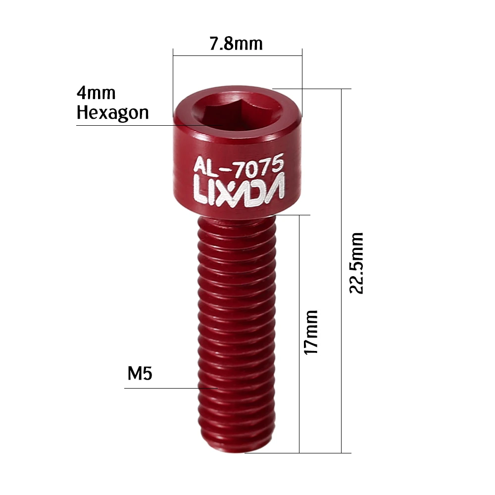 Lixada 4 шт M5* 17 мм велосипедный вынос руля велосипеда стержневые винты болты Сверхлегкий AL7075 Алюминий Велоспорт стволовых крепежные винты Замена для езды на велосипеде