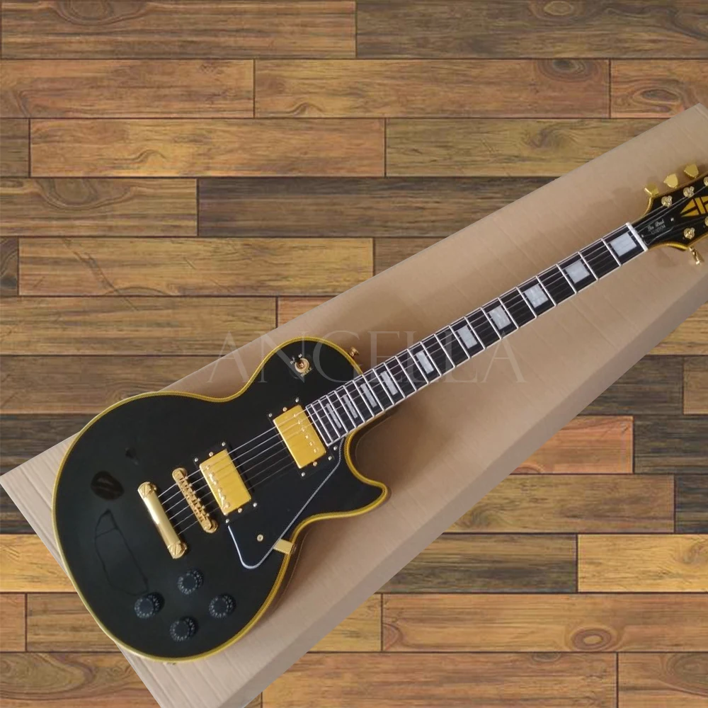 

top quality G... custom yellow binding black electric guitar