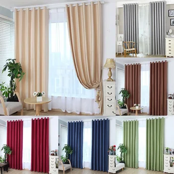 

1pcs Grommet Window Curtain Bed Room Valances Window Curtains Shade Traverse Pull purdah Sun Blocked Living Room Curtain