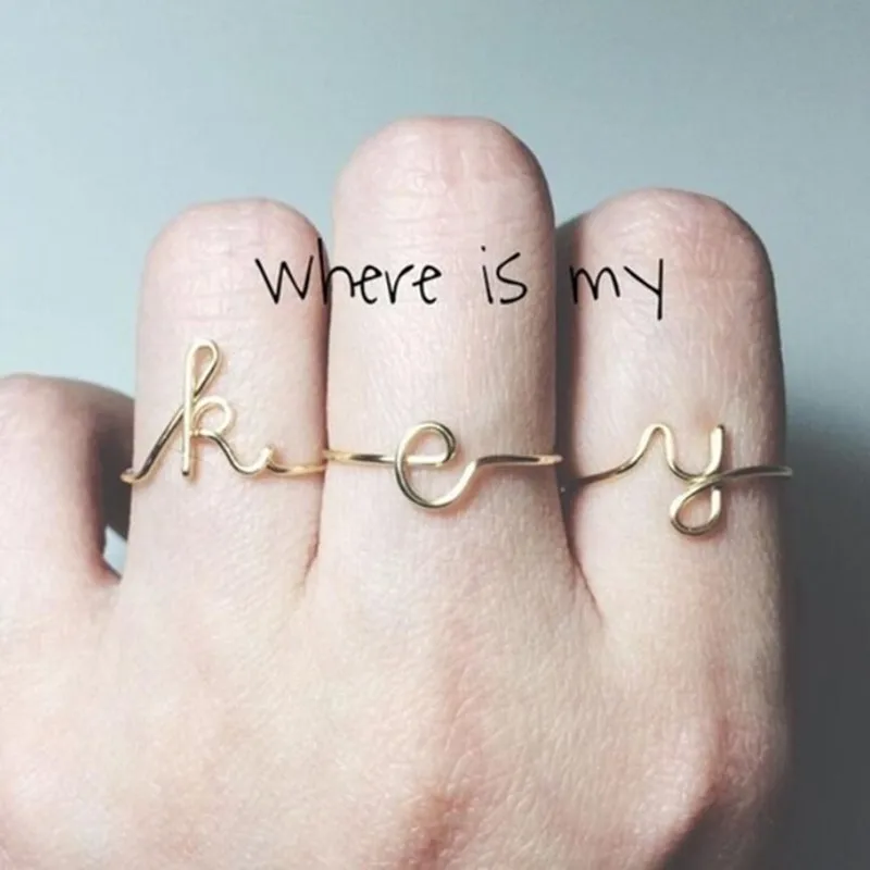 

Fashion Letter Rings Female Party Charm Jewelry Wedding Birthday Anniversary Daily Wearing Valentine'S Day Women Simple Name