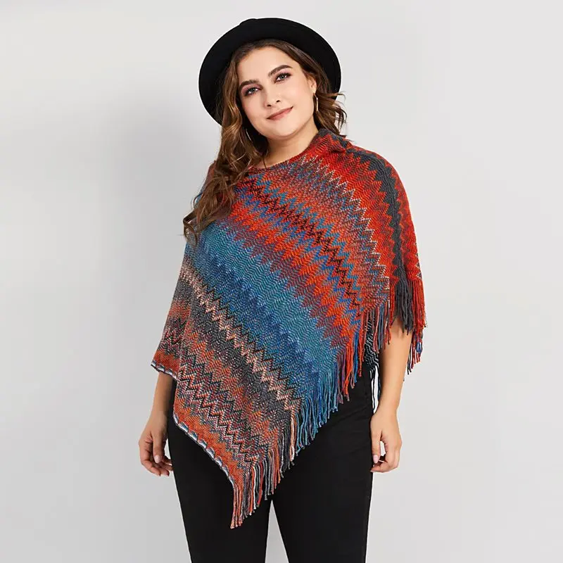 Женские кейпы повседневное Boho элегантный красный в этническом стиле плюс