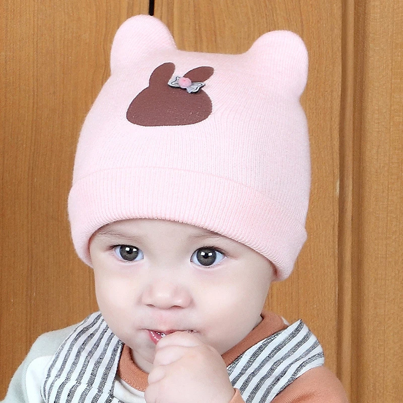 Sombreros De Bebe Recien Nacido Corte Dibujos Animados Conejo Otono Invierno Tejido Crochet Solido Nuevo Bebe Nina Sombrero Para Nino Pequeno 0 1 Ano Sombreros Y Gorras Aliexpress