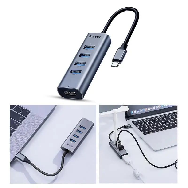 Usb-хаб Baseus type C-4 x USB 3,0+ 1x4 K HDMI адаптер конвертер USB C концентратор HDMI адаптер для MacBook huawei mate 20