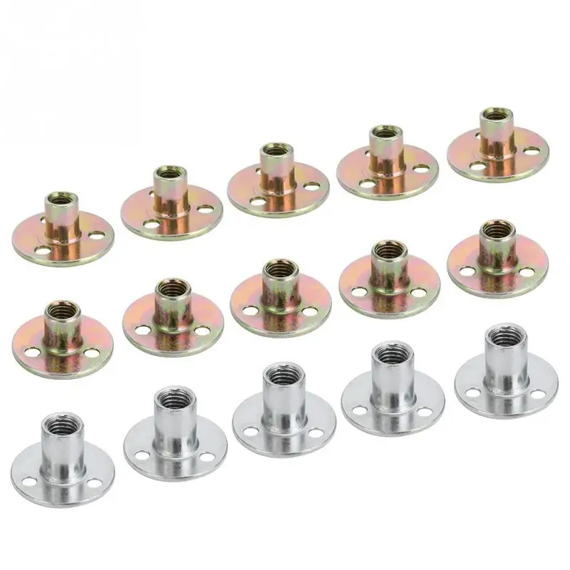 

5Pcs 3 Types M6 M8 M10 Zinc Plated Three Hole Lock Nut Round Base Furniture Nuts