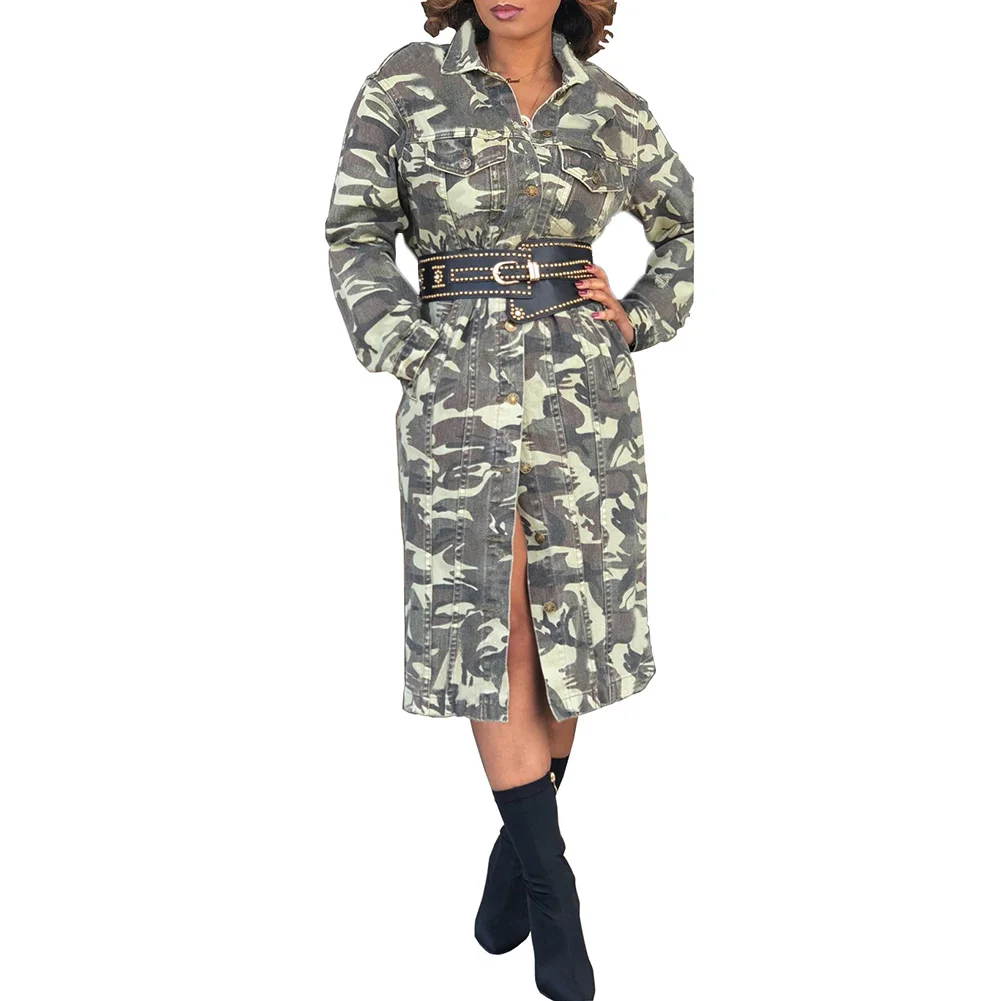 YJSFG HOUSE Women Camouflage Dresses Bodycon With Sashes Party Long