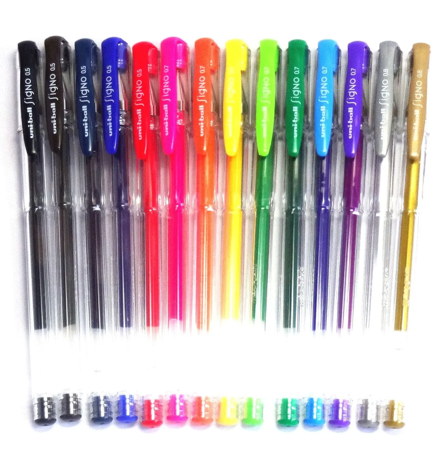

Assorted 14 Colors Uni-ball Signo Standard Gel Ink Ballpoint Pen Set UM-100 0.5/0.7/0.8mm