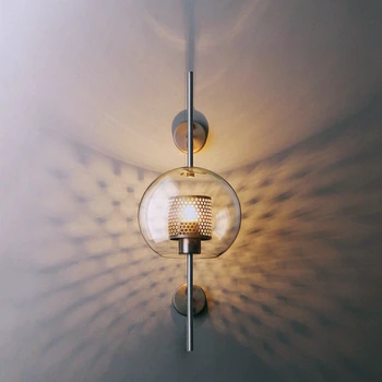 

Modern Wall Lights Transparent Glass Shade Scones Wall Lamps Bedroom Bedsides Restaurant Study Hanging Lamps Loft Iron Fixtures