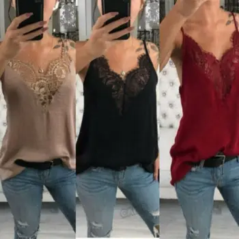 

2019 Women Lace Vest Tank Tops Ladies Sexy Summer Strappy Camisole Female Fashion Tops