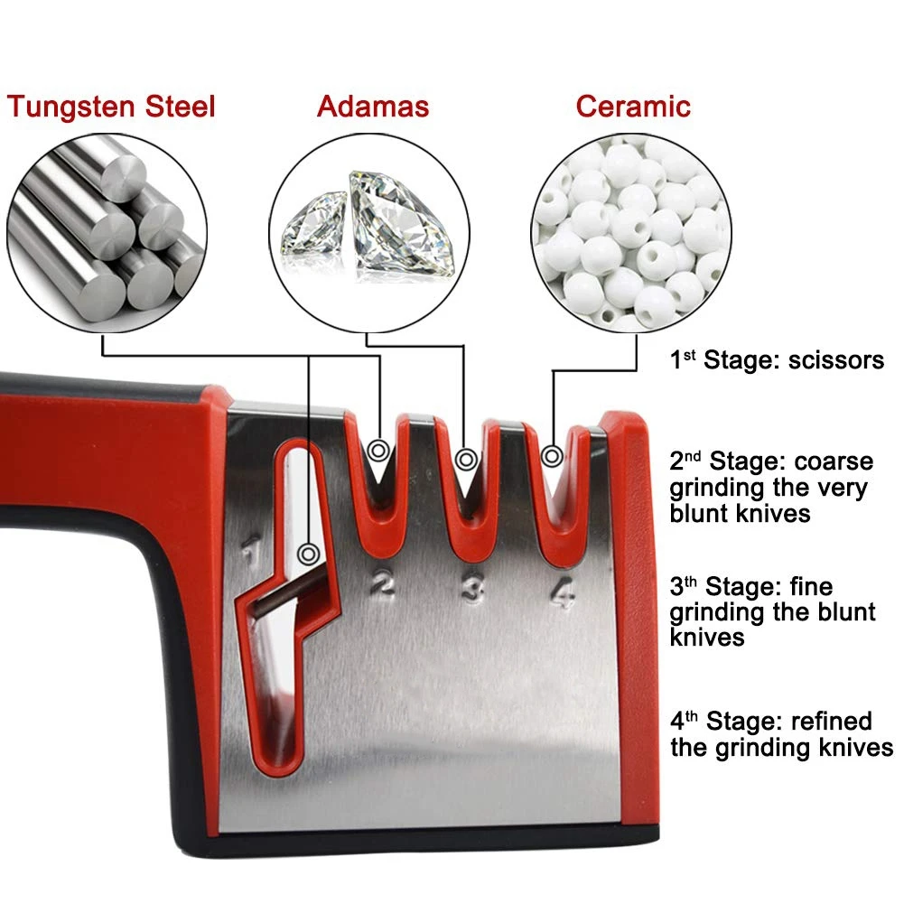 4 In 1 Knife Sharpener Cleaning Brush Sharpening Kitchen Knives Scissors