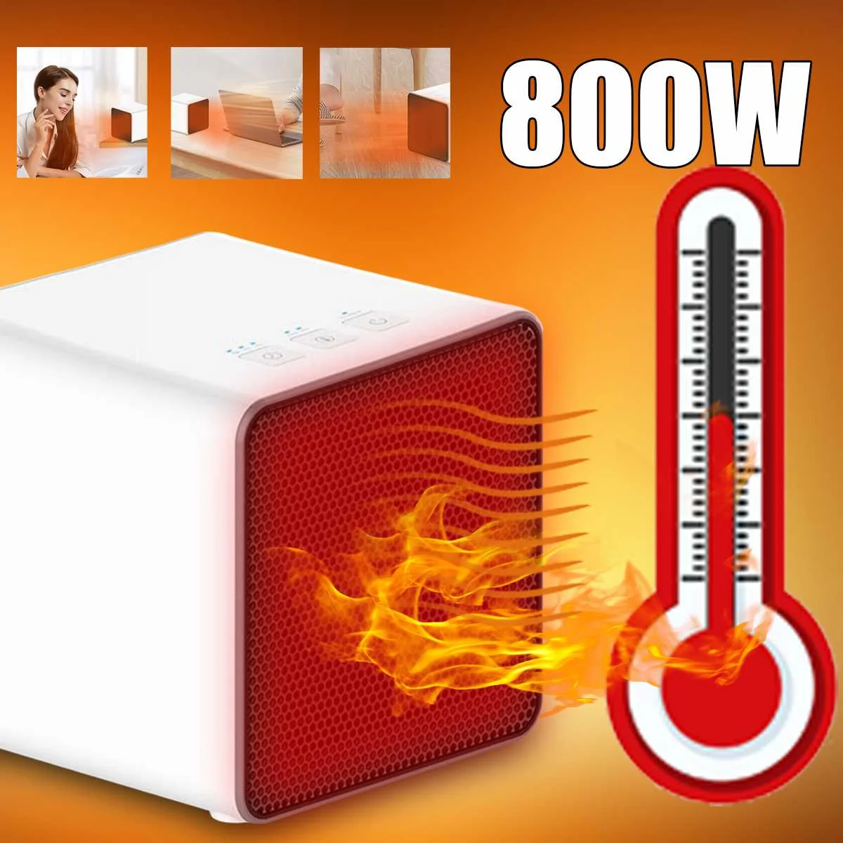 

110-220V 800W Portable Mini Electric Heater Fan Table Desktop Household Handy Air Space Warmer Machine for Winter