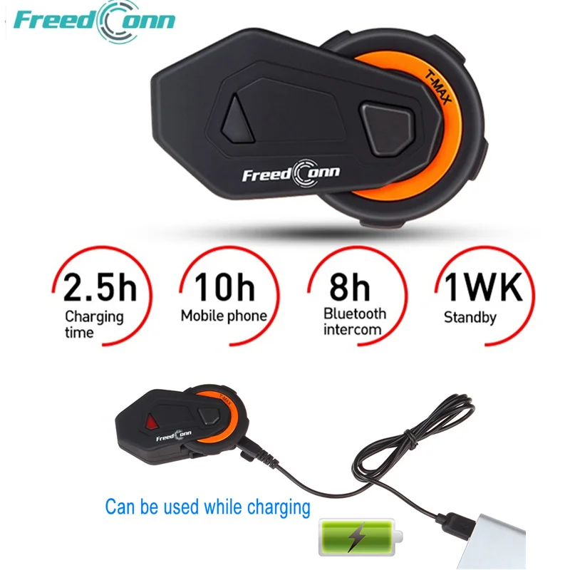 

FREEDCONN T - Max 1000m 6 Riders Group Motorcycle Helmet Intercom Headset Bluetooth BT Wireless intercomunicador Interphone