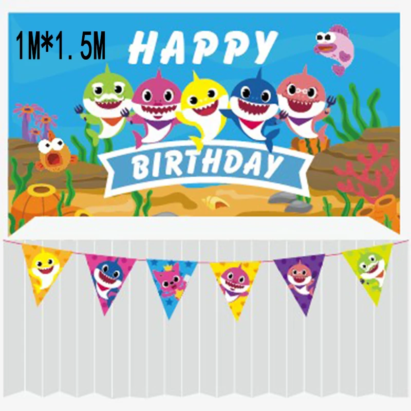

birthday pink fong Baby shark Party Backdrop Fabric Painting toys set tubarao juguetes cartoon toys cute animal for kids gift