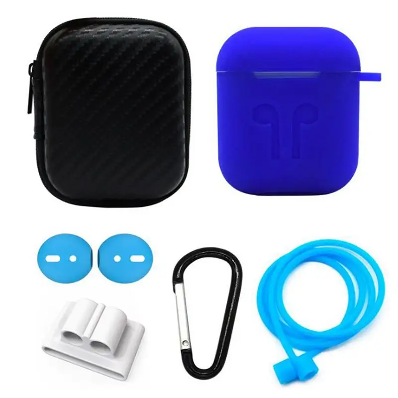 

Wireless Silicone Protective Cover 6PCs Set Anti-Lost Rope Anti-lost Buckle Earphone Case With Earplugs For Apple Airpods