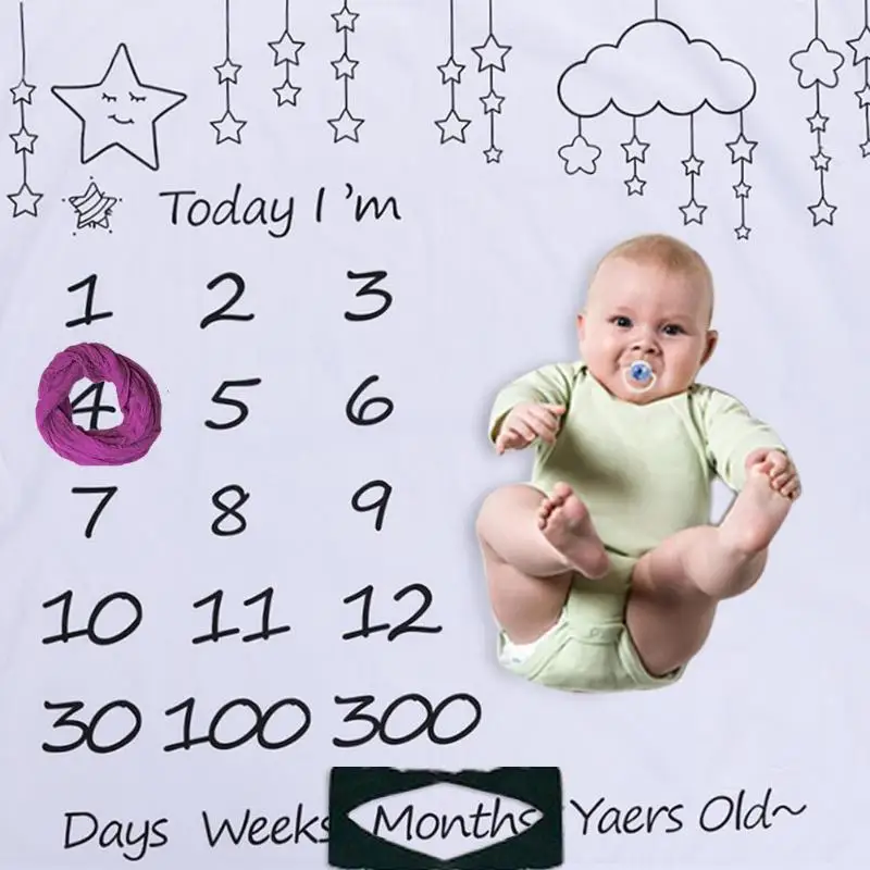 Детское одеяло для фотосъемки новорожденное Пеленальное белье для коляски обёрточная бумага фото фон ткань ежемесячный рост номер фотографии реквизит