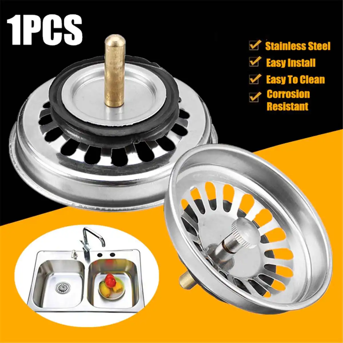 

Kitchen Waste Sink Strainer Plug Stainless Steel Drain Filter Basket Drainer Bathroom Hair Catcher Kitchen Sink Accessories