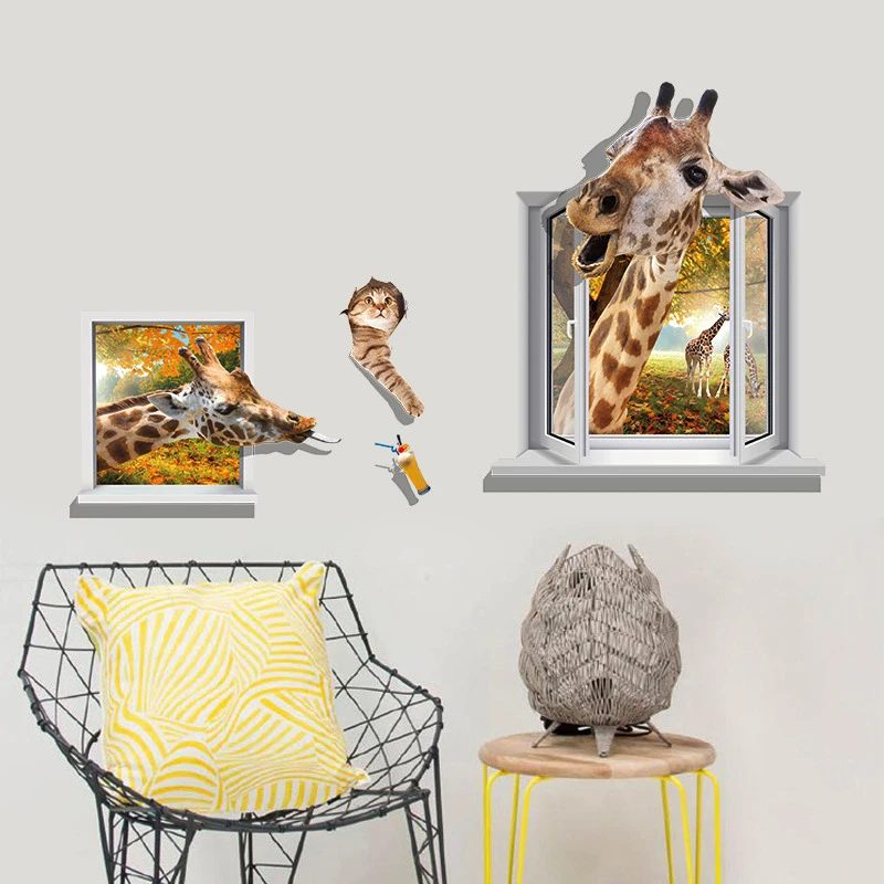 3D Funny Giraffe Animal Posters Canvas Art Painting Wall Art Nursery