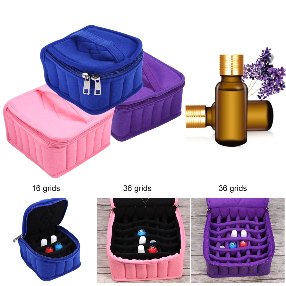 

16/36 Grids Essential Nail Oil Bag Velvet Carrying Holder Case Portable Nail Gel Polish Oil Bottles Holder Nail Art Bags