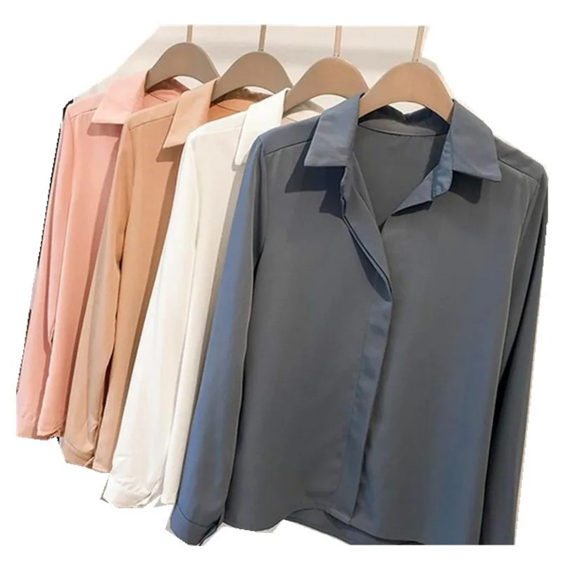 Женская шифоновая блузка рубашка с длинным рукавом Женские рубашки модные женские топы и блузки 2019M-XXL размер женские топы