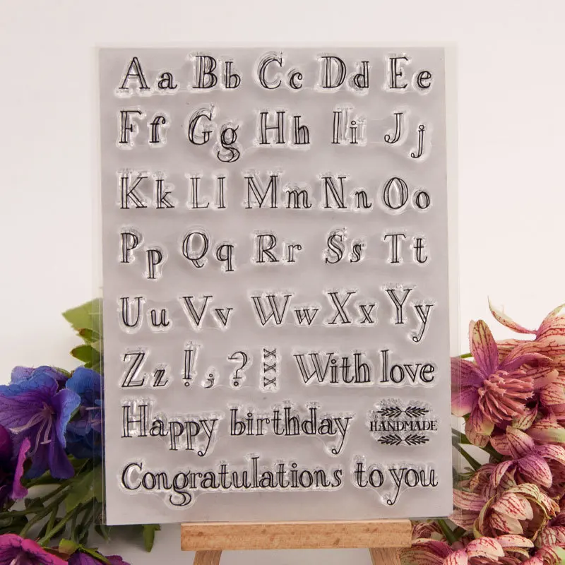 

Uppercase and Lowercase Letters Stamps for Scrapbooking Transparent Rubber Seal Stamp for Card Making DIY Hand Account Scrapbook