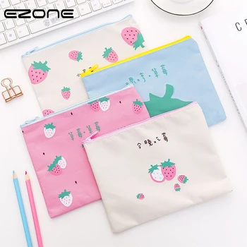 

EZONE Kawaii Document Bag Cute Strawberry Pattern File Bags For Planner Organizer Children Pencil Bag Cases School Office Supply