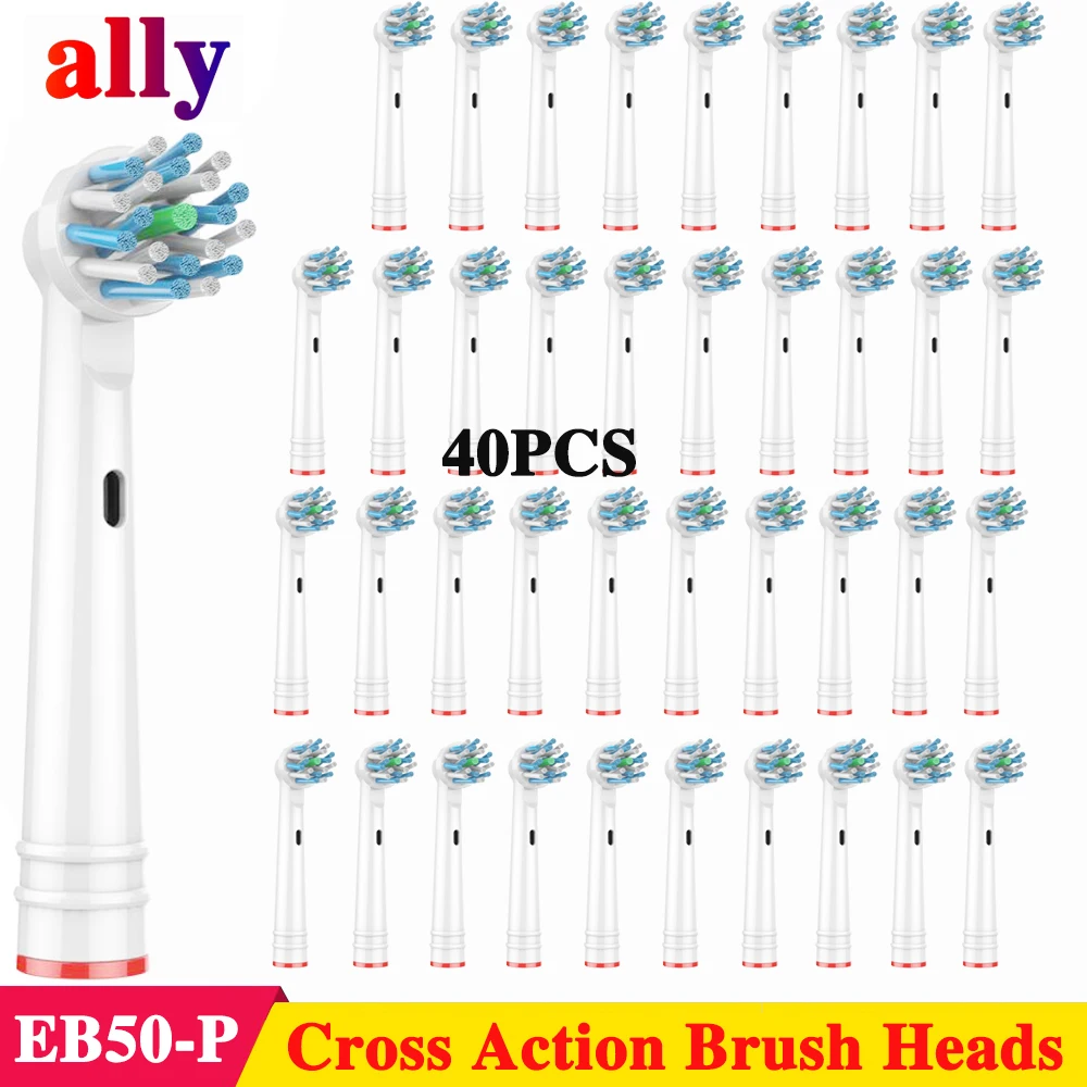 

40X Cross Action toothbrush heads For Braun Oral B Vitality Triumph Professional Care 1000 2000 Electric toothbrush heads