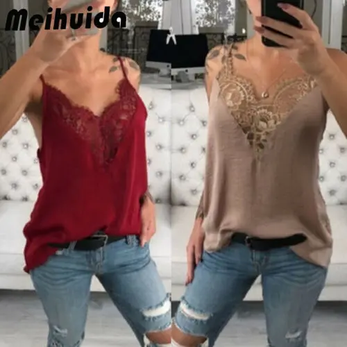 

Women Summer Tank Tops Lace Sexy Vest Fashion Camisole Sleeveless Casual T-Shirt 2019 New Arrival