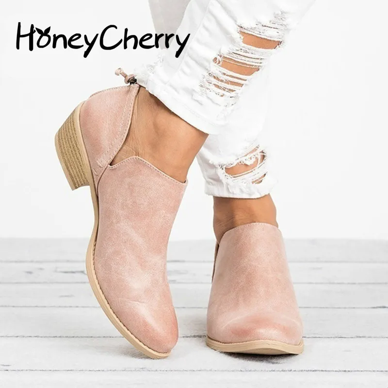 

2018 Spring Autumn Women Butterfly-knot Chelsea Boots Slip-On Med High Heels Pointed Toe Shoes Woman