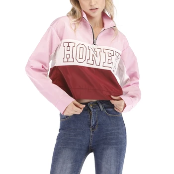 

New Women Zip Up Biker Casual Crop Top Sweatshirts Coat Outwear Long Sleeve Pullover