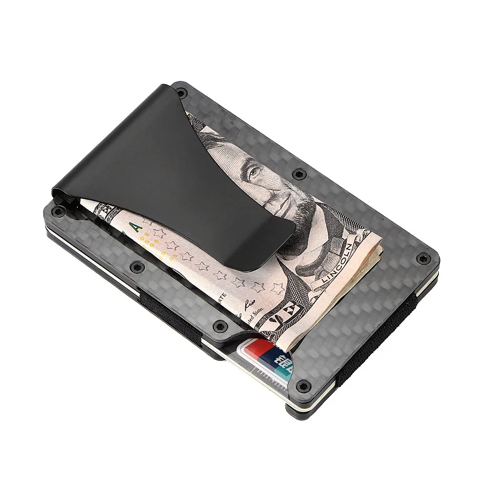 

Car Interior Card Holder Stowing Tidying Bag Accessories Slim Carbon Fiber Credit Card Paper Cash Holder Metal Money Clip Purse