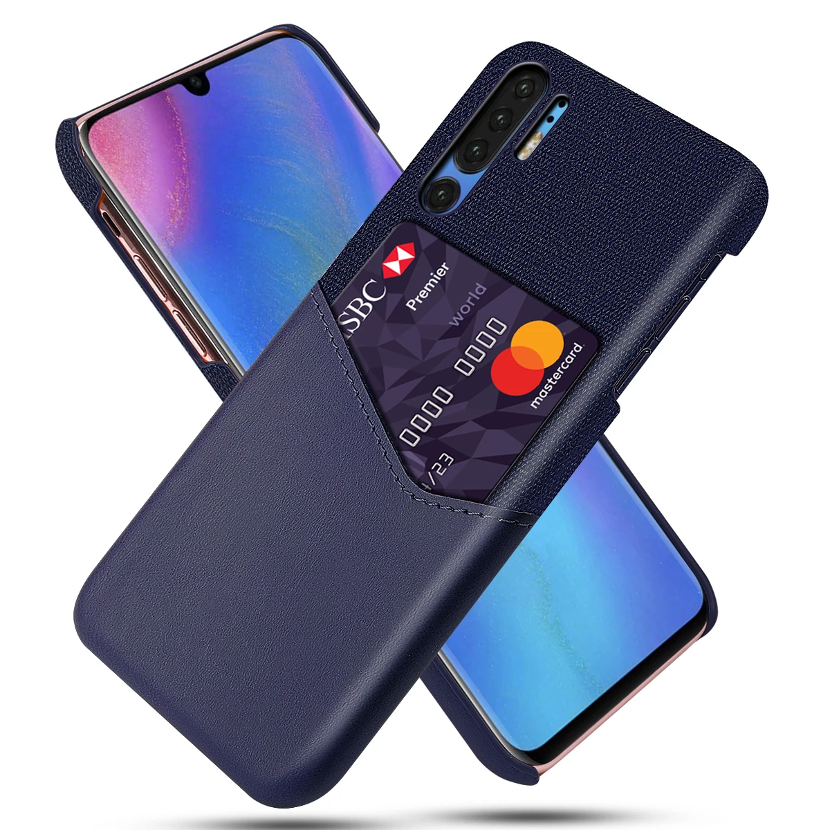 

For Huawei P30 Pro P30 P30 Lite Case PU Leather Card Holder Slim Soft Fabric Splicing Anti-scratch Hard Cover For Huawei P30 Pro