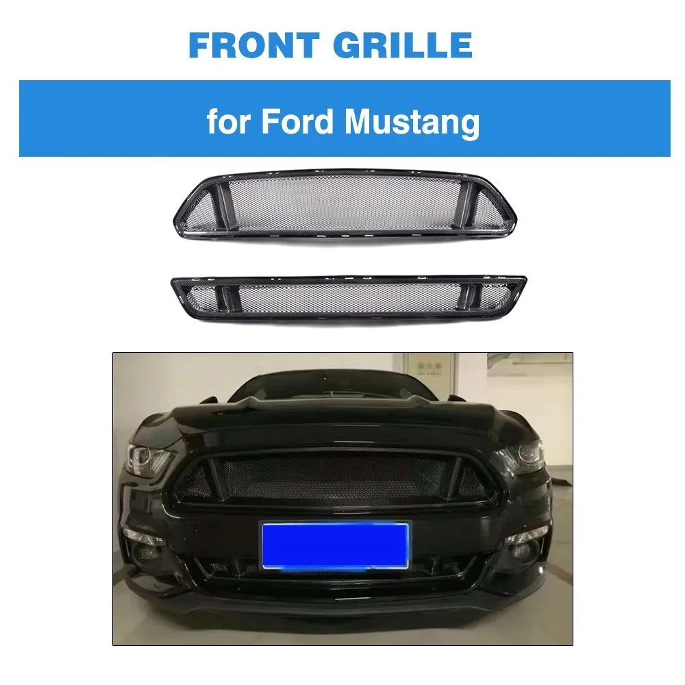 

Grilles for 2015-2016 Ford Mustang Base Coupe 2-Door 2 pieces a set Carbon Fiber Front Bumper Grills