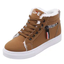 

Fashion Winter Woman Boots Lace-up Leather Shoes Women Winter Waterproof Boots Short Plush Flats Snow Boots Chaussures femme