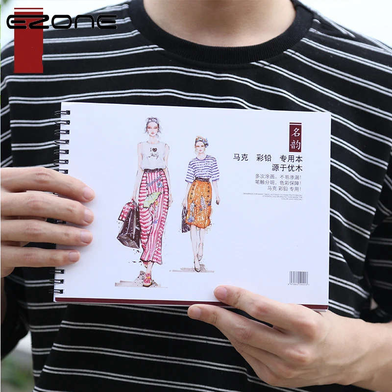 

EZONE A3/A4/A5/B5 Sketchbook Painting Paper Black Pages Notebook Travel Journey Sketching Drawing Tool School Office Supply