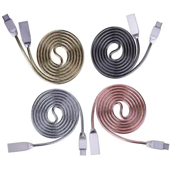 

1m USB 3.0 Type-C Data Sync Fast Quick Charging Cable Zinc Alloy Spring Type C Charger Cord Wire Line