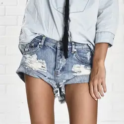 Новые летние Высокая талия Свободные прямые шорты из джинсовой ткани для женщин Винтаж заусенцев кружево до короткие рваные джинсы