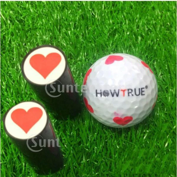 

2pcs Colorfast Golf Ball Heart Shape Stamp Stamper Marker Impression Seal For Golfer