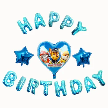 

16pcs Pink Sky Chase PAW PATROL birthday Foil balloons kids Birthday Party decor air Globos baby shower blue stars letters Toys
