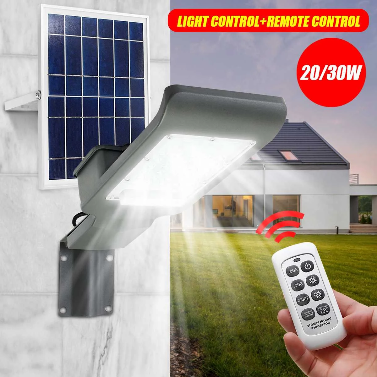 

20W Waterproof 20 LED Solar Light with Long Rod Light light sensor + remote control Street Light for Outdoor Garden Yard Street