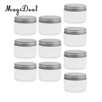 

10pcs 30-120ML PET Plastic Empty Cosmetic Container Case with Aluminum Caps Cream Lotion Box Ointments Bottle Makeup Pot Jars